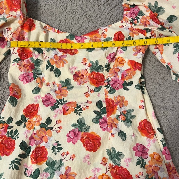 Zara Ivory Floral Dress with Balloon Sleeves - Picture 9 of 11